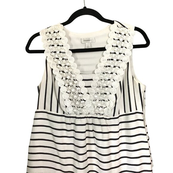 DRESSBARN WOMENS WHITE/NAVY STRIPE SIDE ZIP-UP CLOSURE KNEE LENGHT DRESS SIZE 8 - Picture 3 of 6